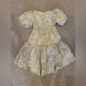 NEW NWT kidpik Girls Dress Floral Blue White M Puff Sleeve Tiered